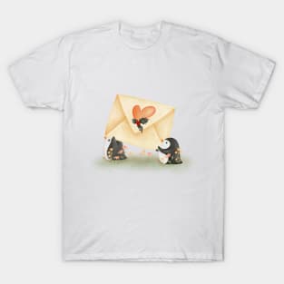 Cute Penguins carrying letter T-Shirt
